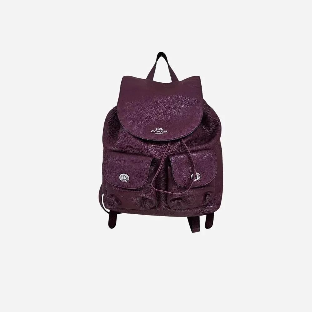 Coach preppy grunge burgundy pebbled leather Billie backpack